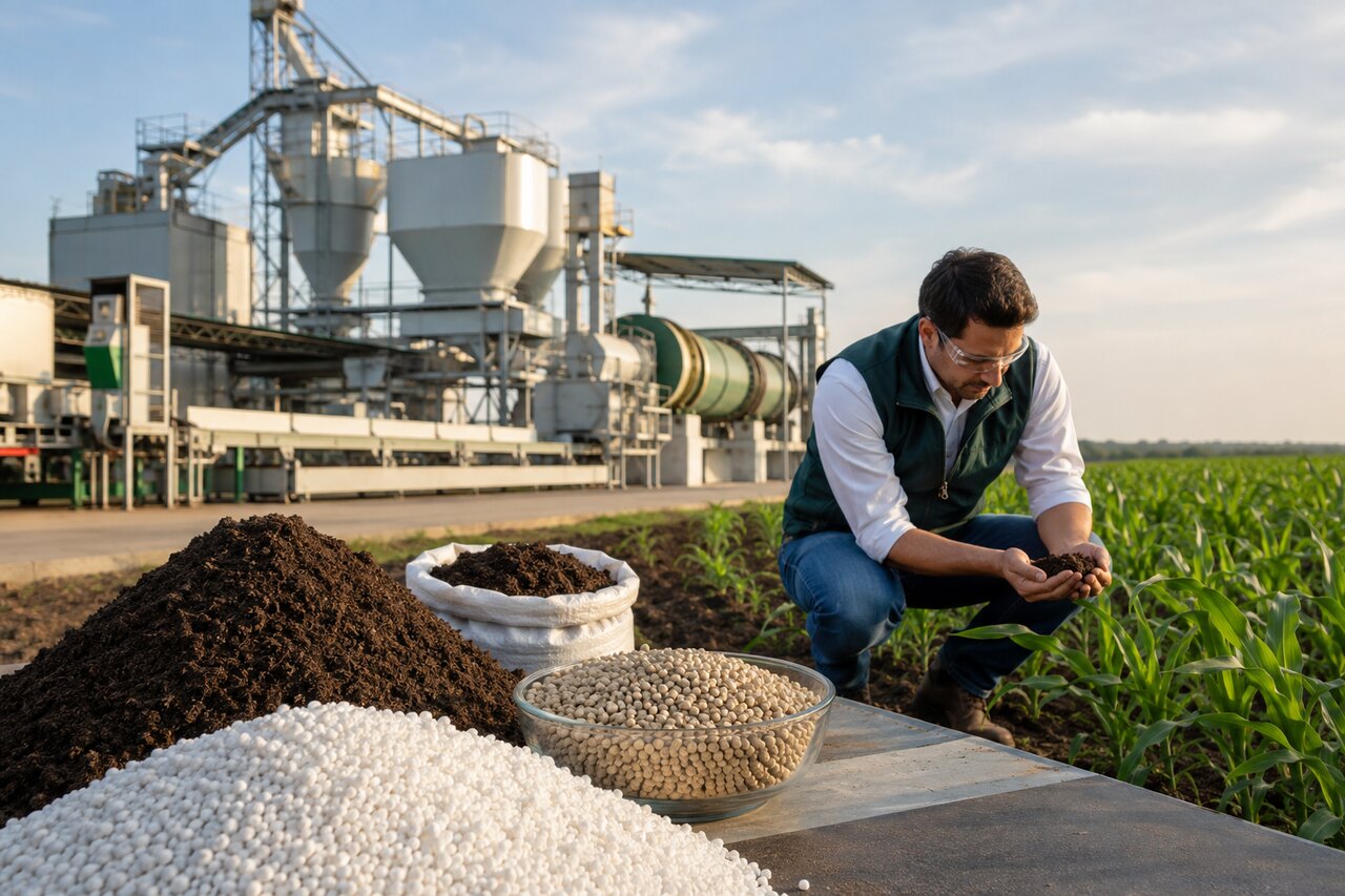 Agronomists assessing soil and fertilizer inputs
