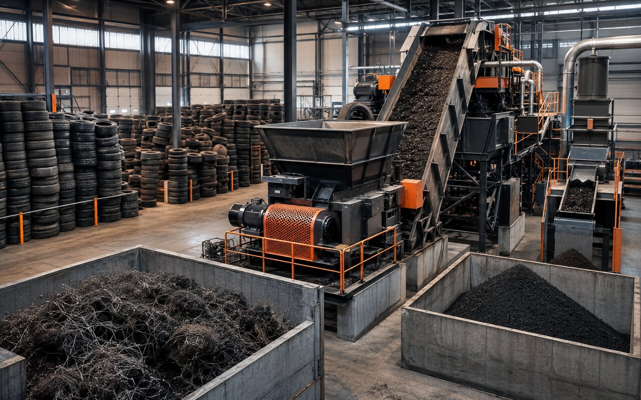 End-of-life tire shredding and material recovery facility