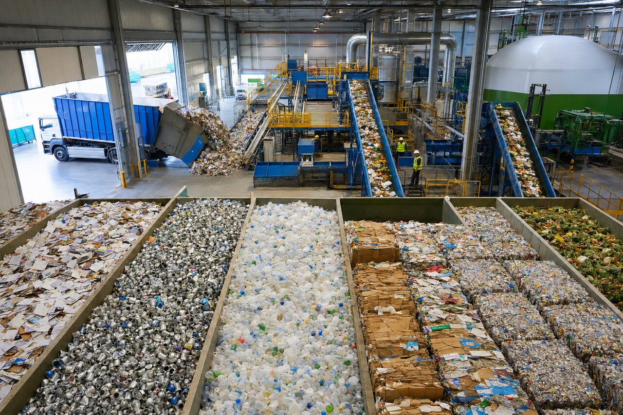 Municipal solid-waste sorting and material recovery facility